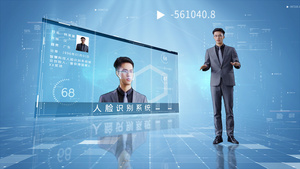 科技商务人脸识别系统展示界面AE模板29秒视频