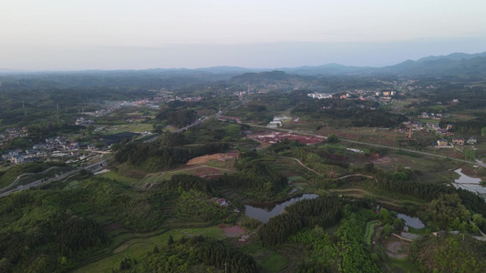 航拍丘陵大山自然风光视频