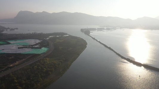 航拍中国云南昆明滇池草海视频