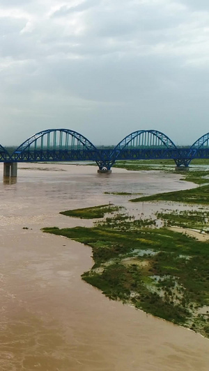 银川市黄河大桥航拍母亲河46秒视频
