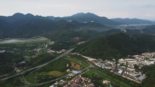 航拍广东省东莞市清溪镇城市风光视频