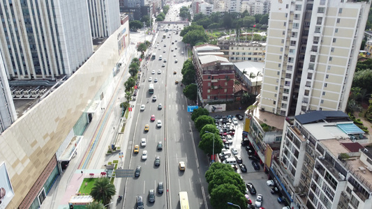 航拍路口街道十字路口公路视频