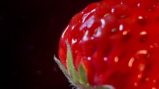 微距草莓表面种子视频