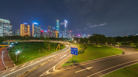 珠江新城广州大桥夜景延时视频