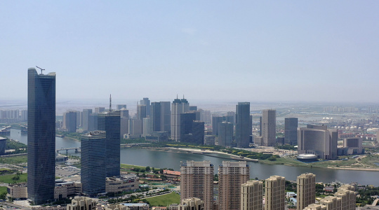 天津滨海新区城市风光航拍4K视频视频