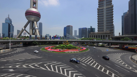 上海陆家嘴金融区城市交通延时4K视频视频