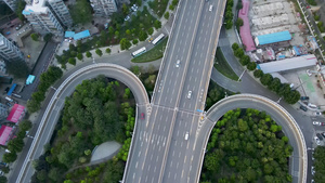 航拍城市立交桥交通4K素材30秒视频