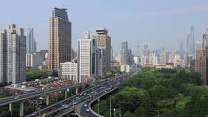 上海延安中路高架桥与城市建筑4K延时视频20秒视频