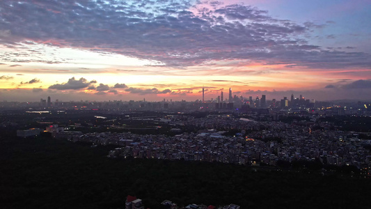 4k广州大景穿云晚霞视频