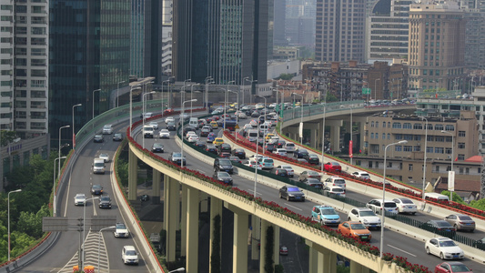 上海拥堵的城市交通实拍4K视频[爆改]视频