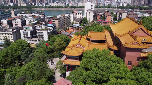 航拍湖南衡阳雁峰寺寺庙古建筑视频