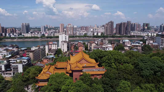 航拍湖南衡阳雁峰寺寺庙古建筑视频