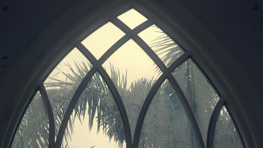 教堂窗户窗外建筑宗教视频