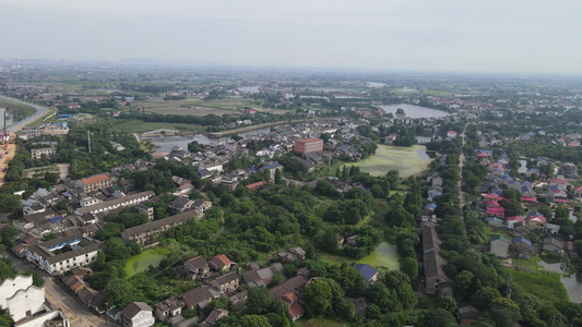 湖南岳阳山水风光城市建设航拍视频