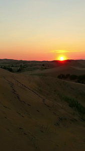 日出日落下的沙漠库布齐水源视频