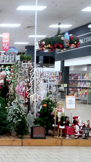 圣诞节超市里选购圣诞礼物的人们圣诞老人19秒视频