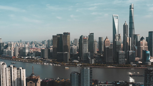 上海黄浦江两岸城市建筑风光航拍视频