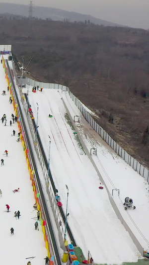 滑雪场航拍滑雪运动119秒视频
