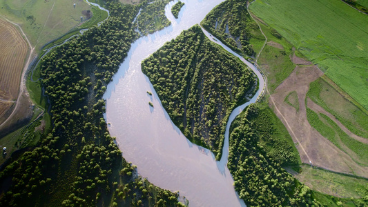 航拍湿地河流视频