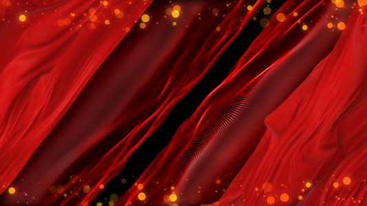 4K唯美粒子红色丝带丝绸背景视频