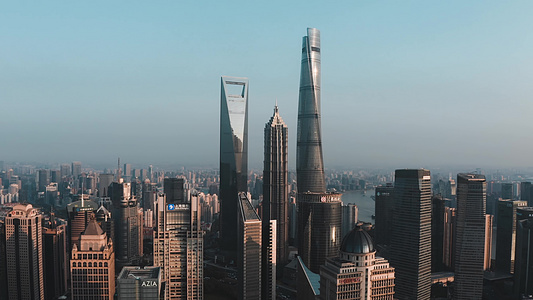 上海黄浦江两岸城市建筑风光航拍视频