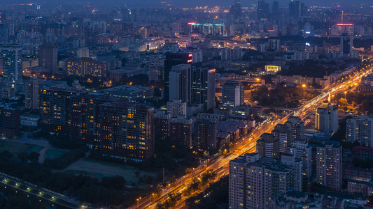 夜色北京西三环中路延时视频