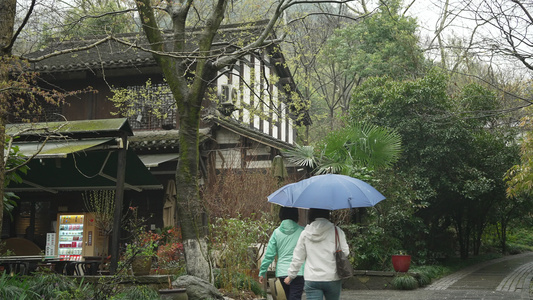 下雨天杭州寺庙唯美禅意古建筑视频