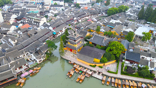 上海4A风景区朱家角航拍圆津禅院4K合集视频