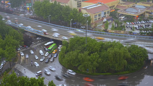 雨天交通延时4K视频