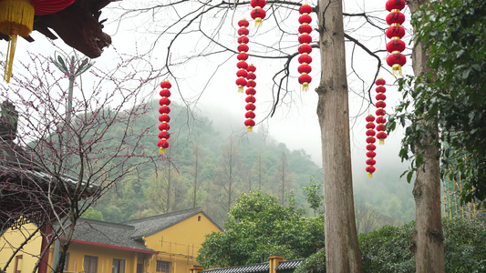 下雨天杭州寺庙唯美禅意古建筑视频