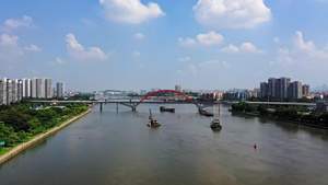 4K广州洲头咀公园周边桥梁航拍92秒视频