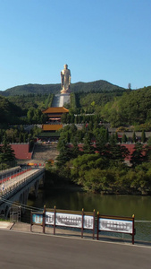 航拍河南5A中原大佛风景区牌坊与景区全景视频河南旅游视频