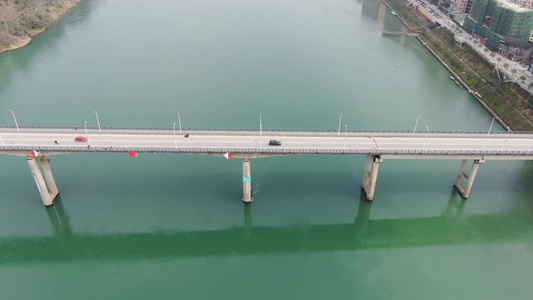 航拍湖南沅江大桥交通桥梁视频
