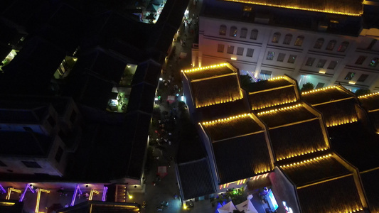 广西南宁三街两巷历史文化街区夜景灯光航拍视频[四街]视频