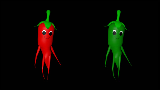 简约可爱的卡通红绿辣椒跳舞系列2视频