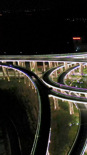 航拍城市立交桥夜景88秒视频