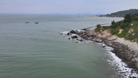 南海茂名海域海岸航拍视频