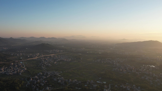 乡村清晨航拍视频