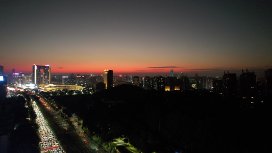 夜幕下的城市航拍视频