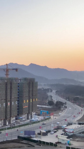 航拍天台山下建设中的城市楼房楼盘5A景点视频