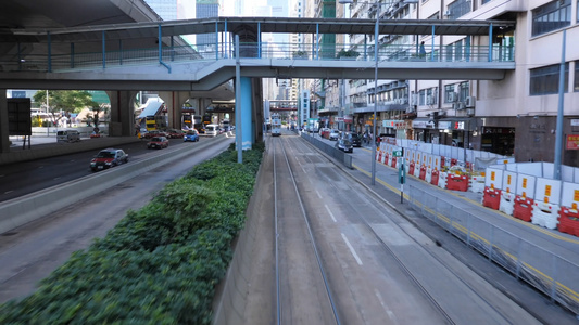 香港有轨电车跟踪拍摄视频视频