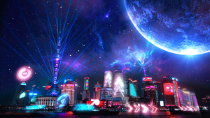 朋克风霓虹未来科技城市14秒视频