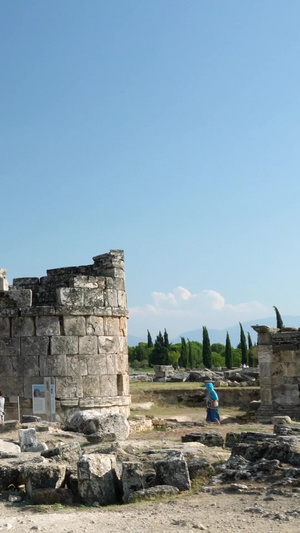 土耳其棉花堡古希腊城堡遗迹实拍旅游旅行32秒视频
