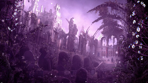 紫色梦幻城市废墟小花动态视频素材8秒视频