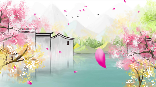 4K中国的春天樱花背景视频视频