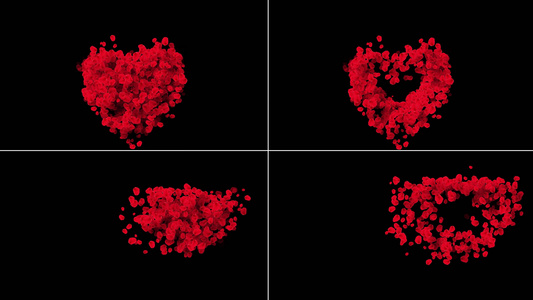 玫瑰爱心花瓣飘落透明通道背景视频视频