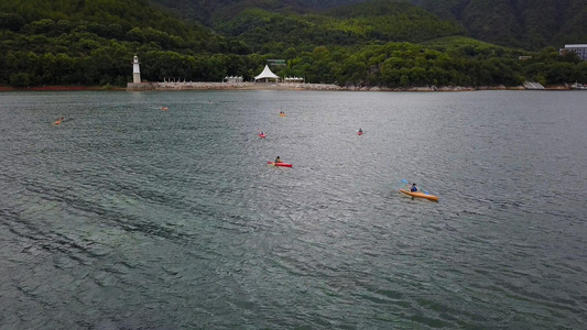 千岛湖上皮划艇4K航拍视频