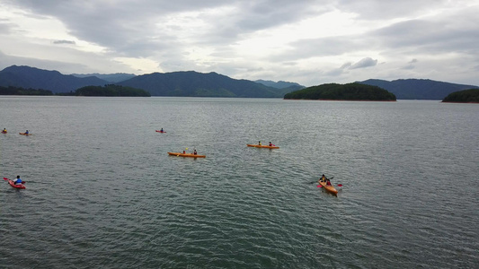 4K千岛湖上皮划艇航拍视频