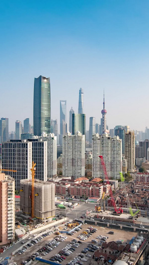 上海地标城市发展远景大楼交通蓝天延时摄影19秒视频