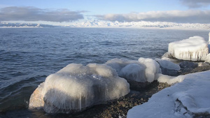 新疆赛里木湖冰雪美景37秒视频